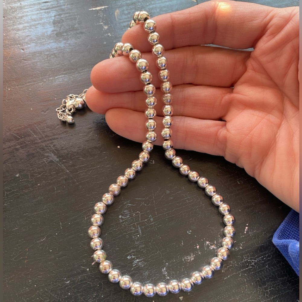 sterling silver bead necklace
